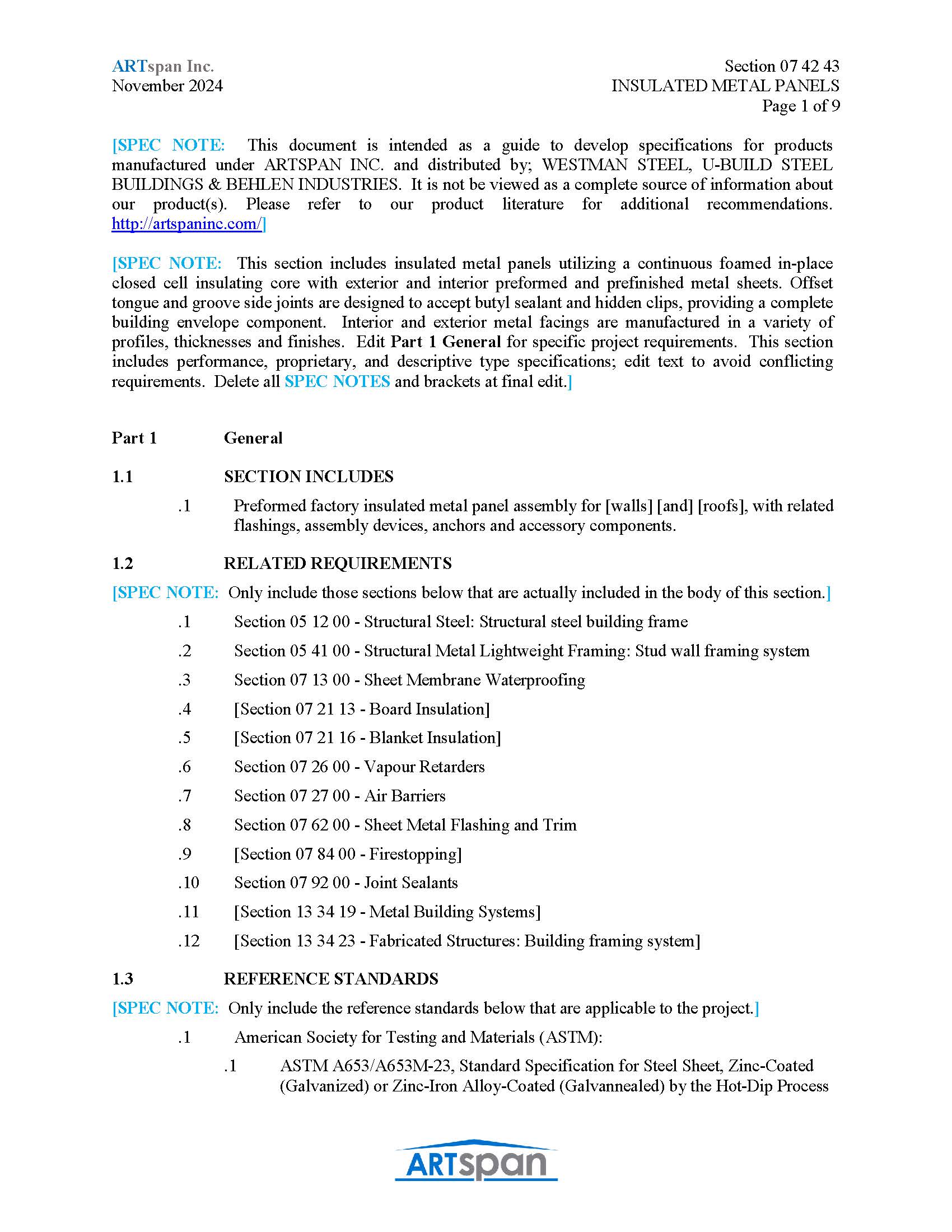 ARTSPAN Horizon Wall Guide Specification PDF Pdf File Preview